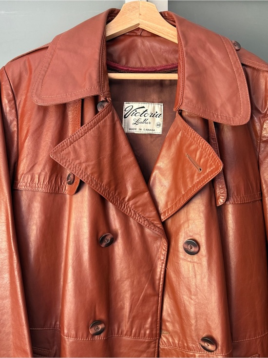 Vintage Jackets & Blazers - Women’s Brown Leather Trench Coat